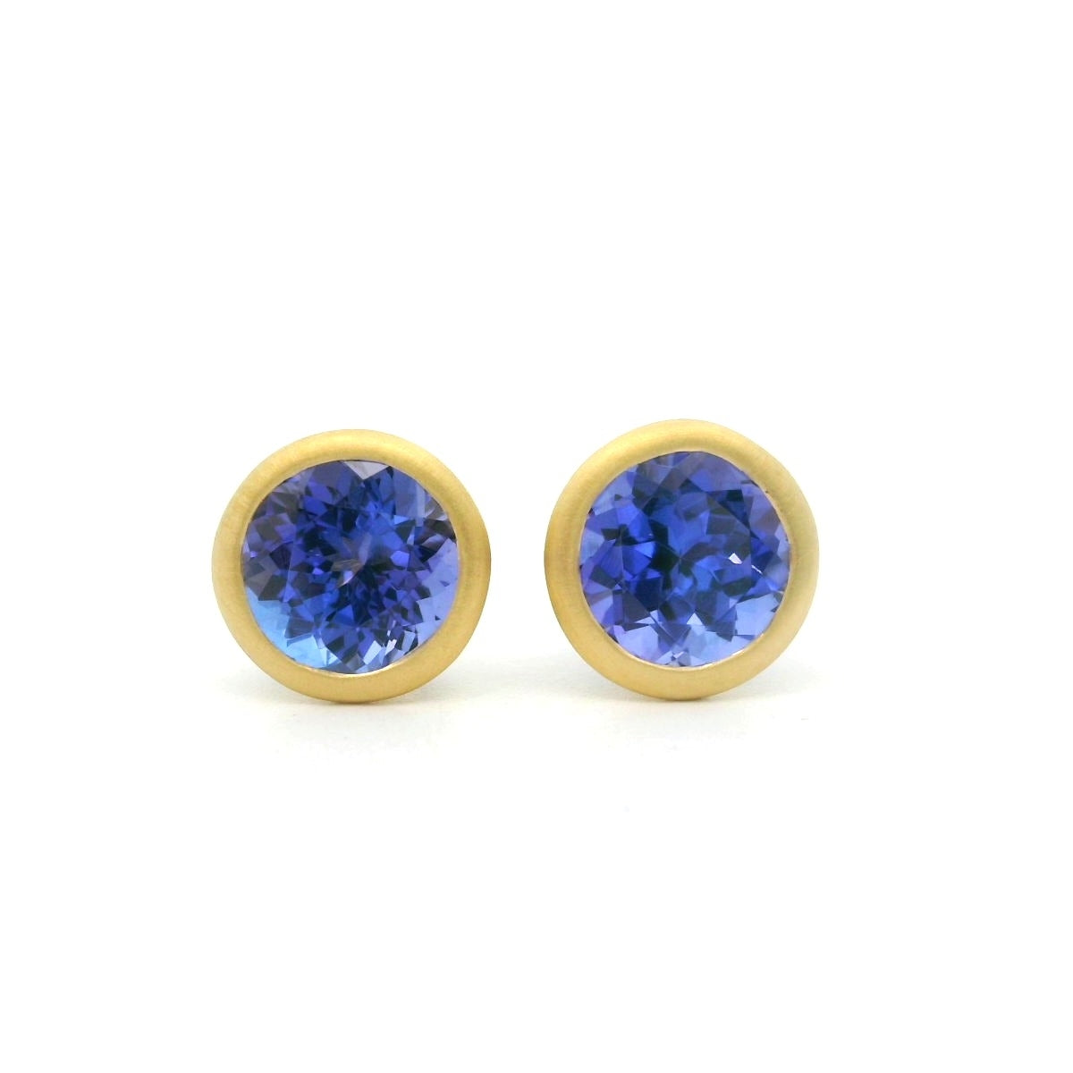 Tanzanite Round Bezel Earring 2.11ct 18K Yellow Gold (2)
