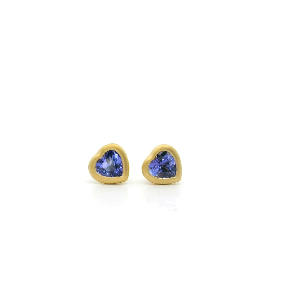 Tanzanite Heart Bezel Earring 0.50ct 18K Yellow Gold