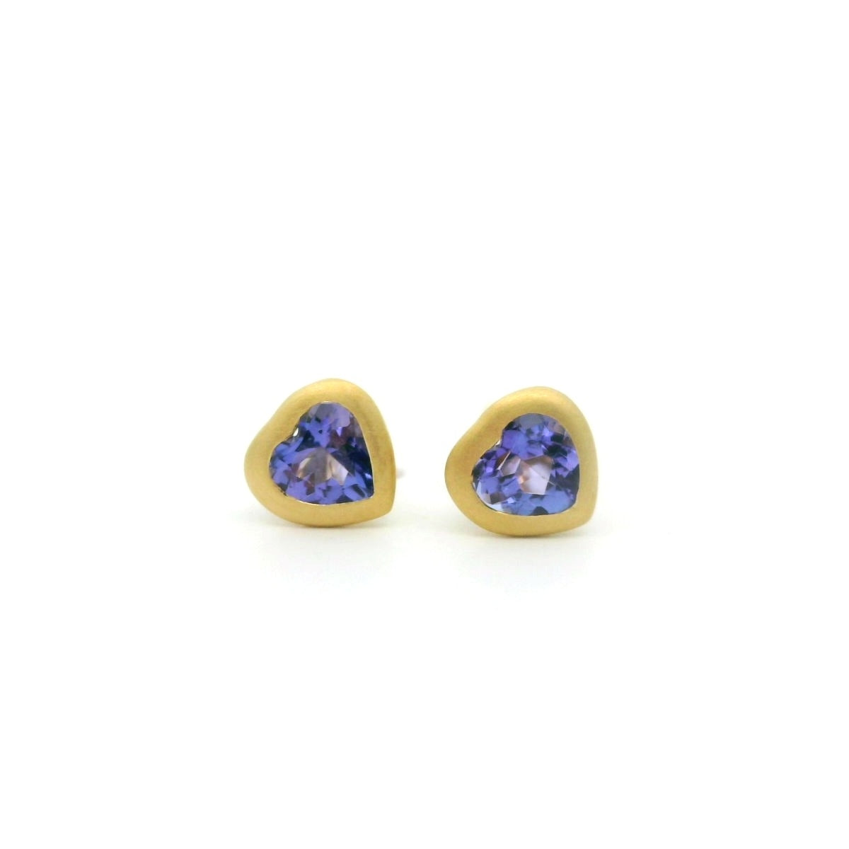 Tanzanite Heart Bezel Earring 0.51ct 18K Yellow Gold