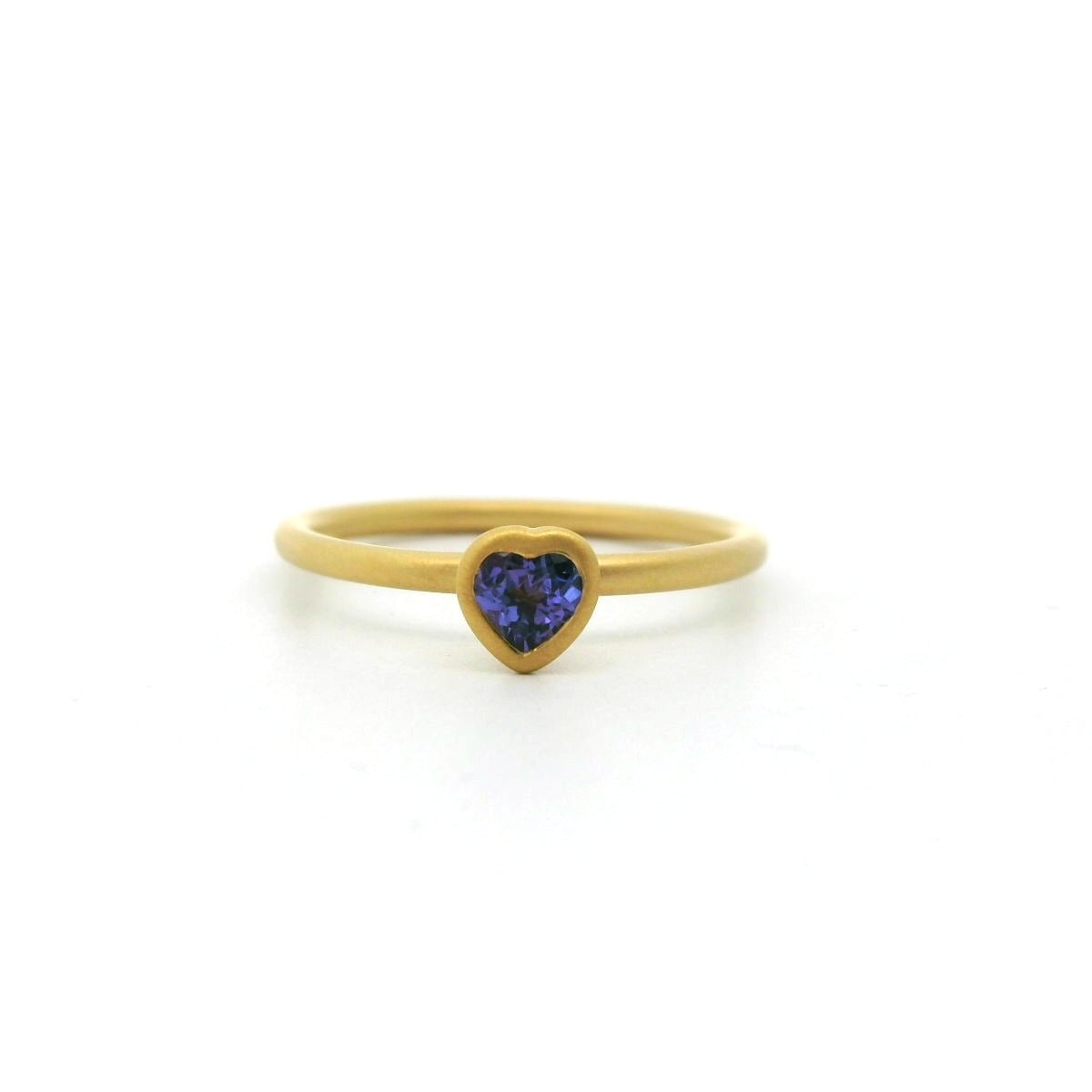 Tanzanite Heart Yumdrop Ring 0.22ct 18K Yellow Gold Size 6.5