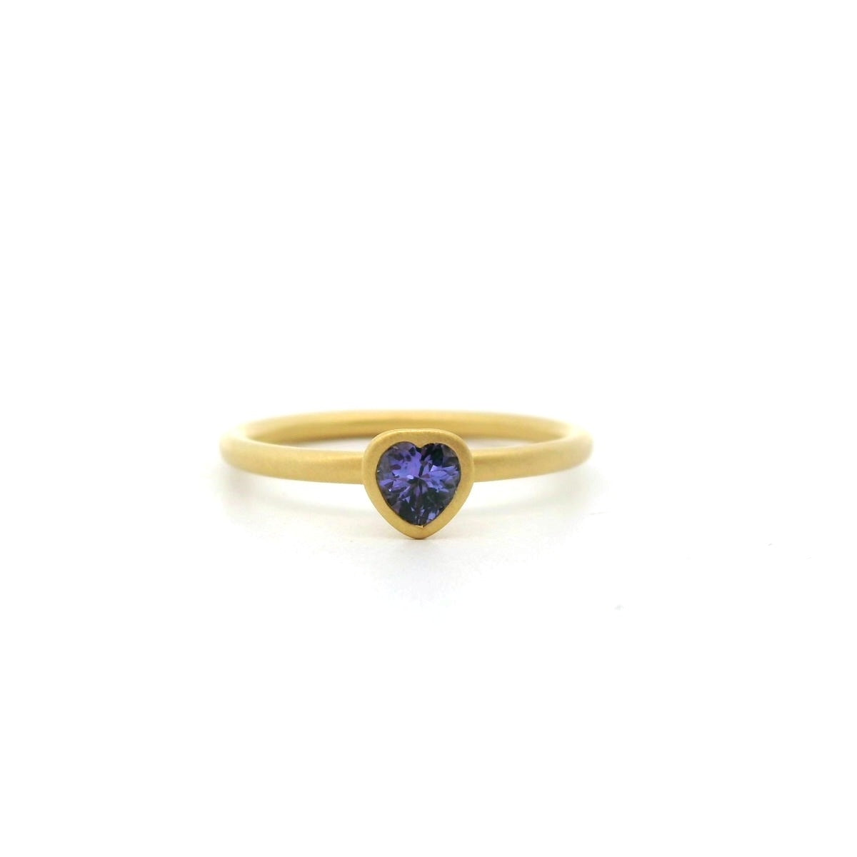 Tanzanite Heart Yumdrop Ring 0.29ct 18K Yellow Gold Size 6.5