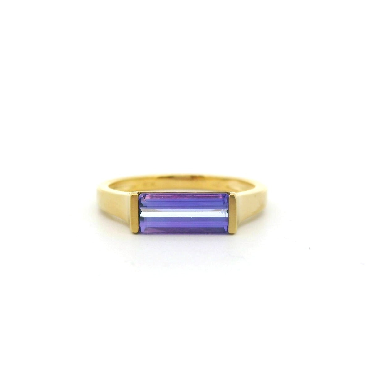 Tanzanite Baguette 1/2BZL Ring 1.37ct 18K Yellow Gold Size 7