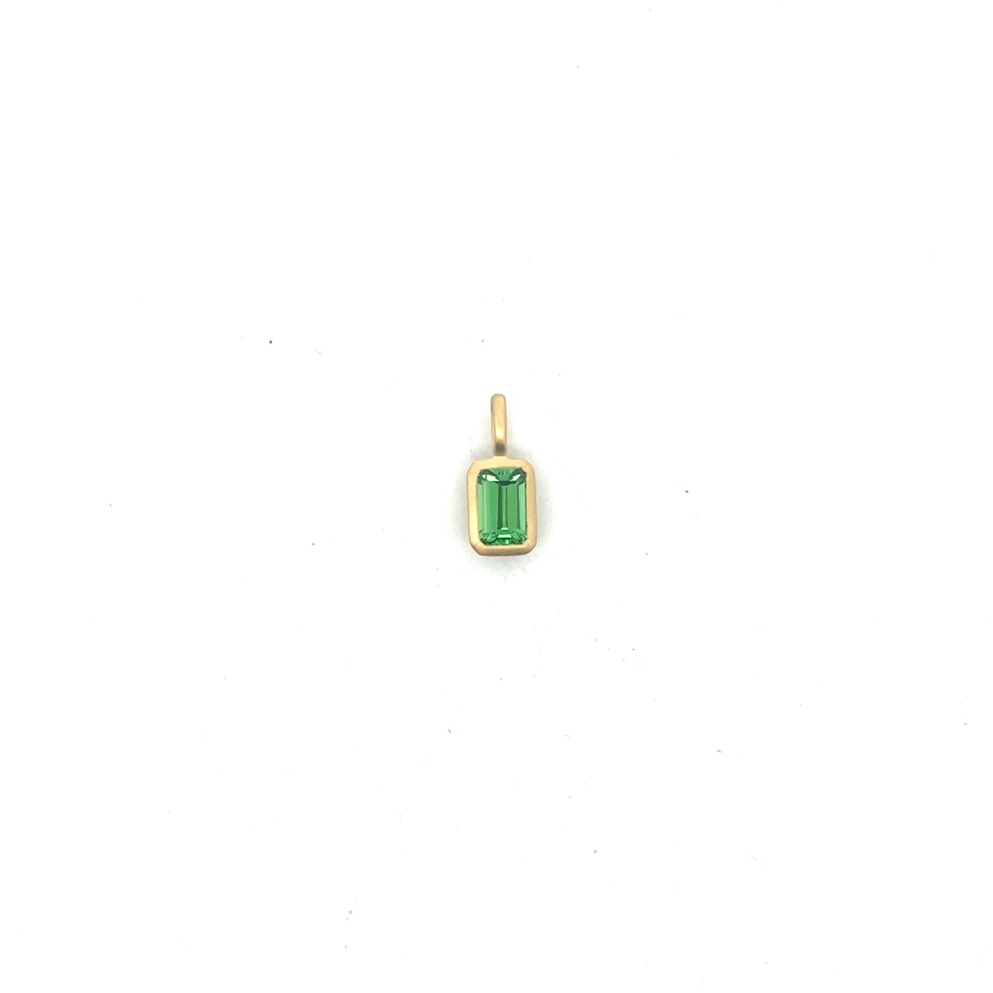 Tsavorite Garnet Emerald Cut Bezel Pendant 0.64ct 18K Yellow Gold