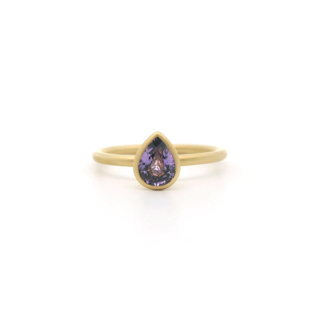 Purple Sapphire Pear Shape Yumdrop Ring 0.84ct 18K Yellow Gold Size 7