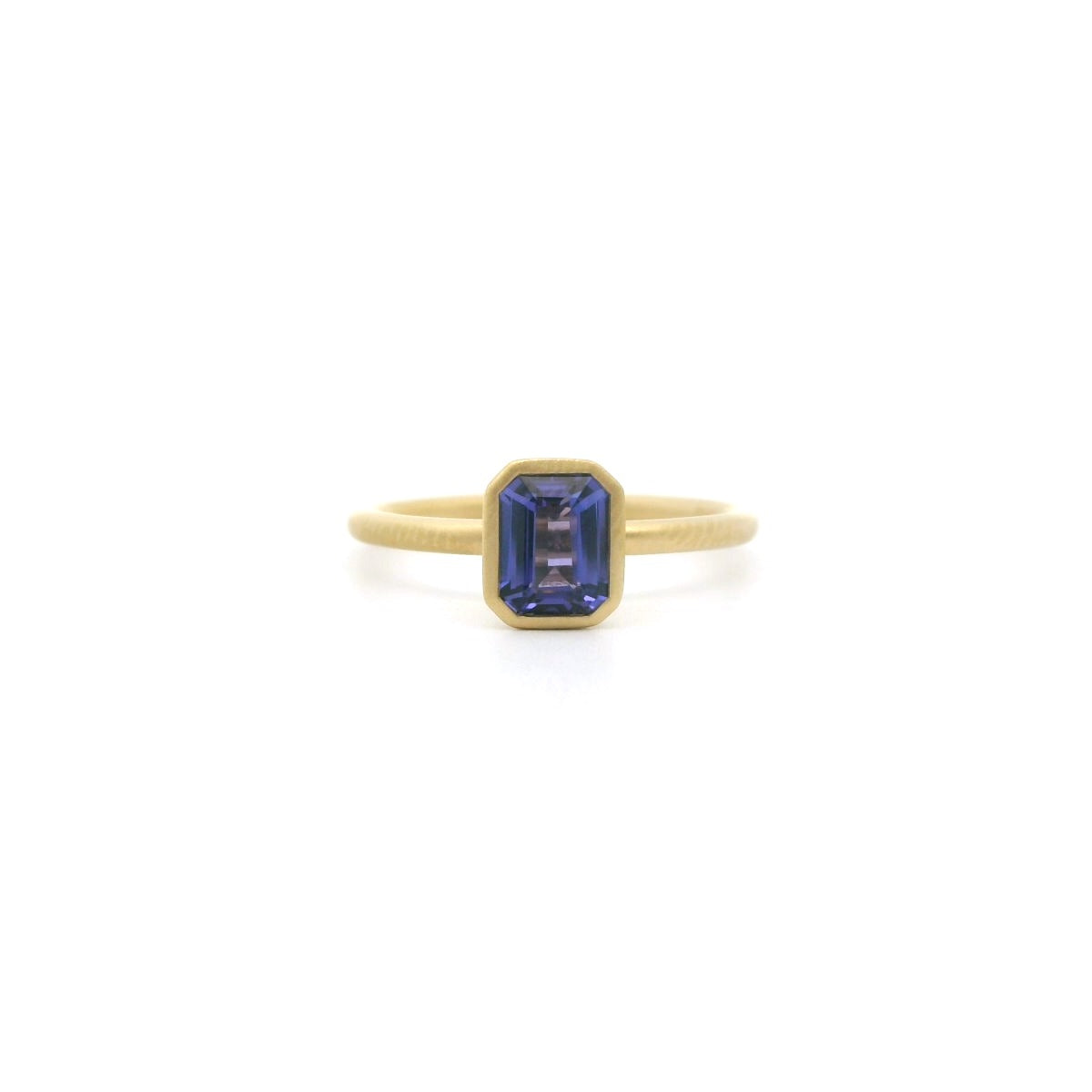 Tanzanite Emerald Cut Yumdrop Ring 0.78ct 18K Yellow Gold Size 6.5