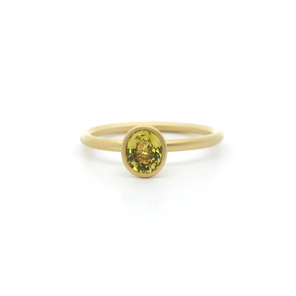 Yellow Sapphire Oval Yumdrop Ring 0.68ct 18K Yellow Gold Size 7