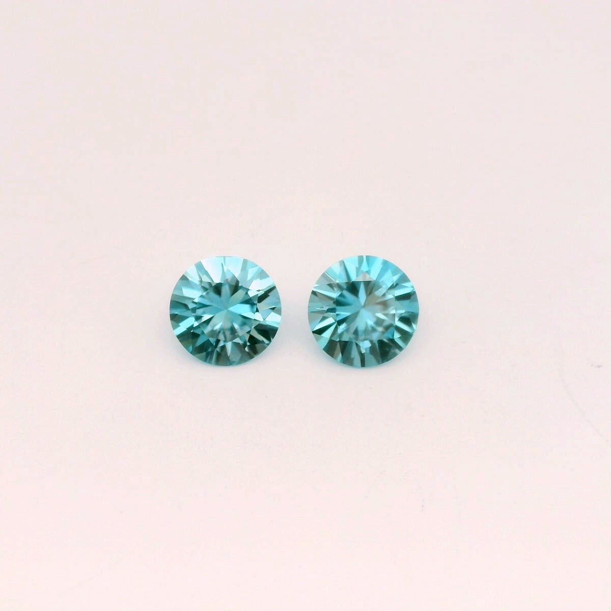 Blue Zircon Round Matched Pair 4.99ct (H) 8mm 190pct