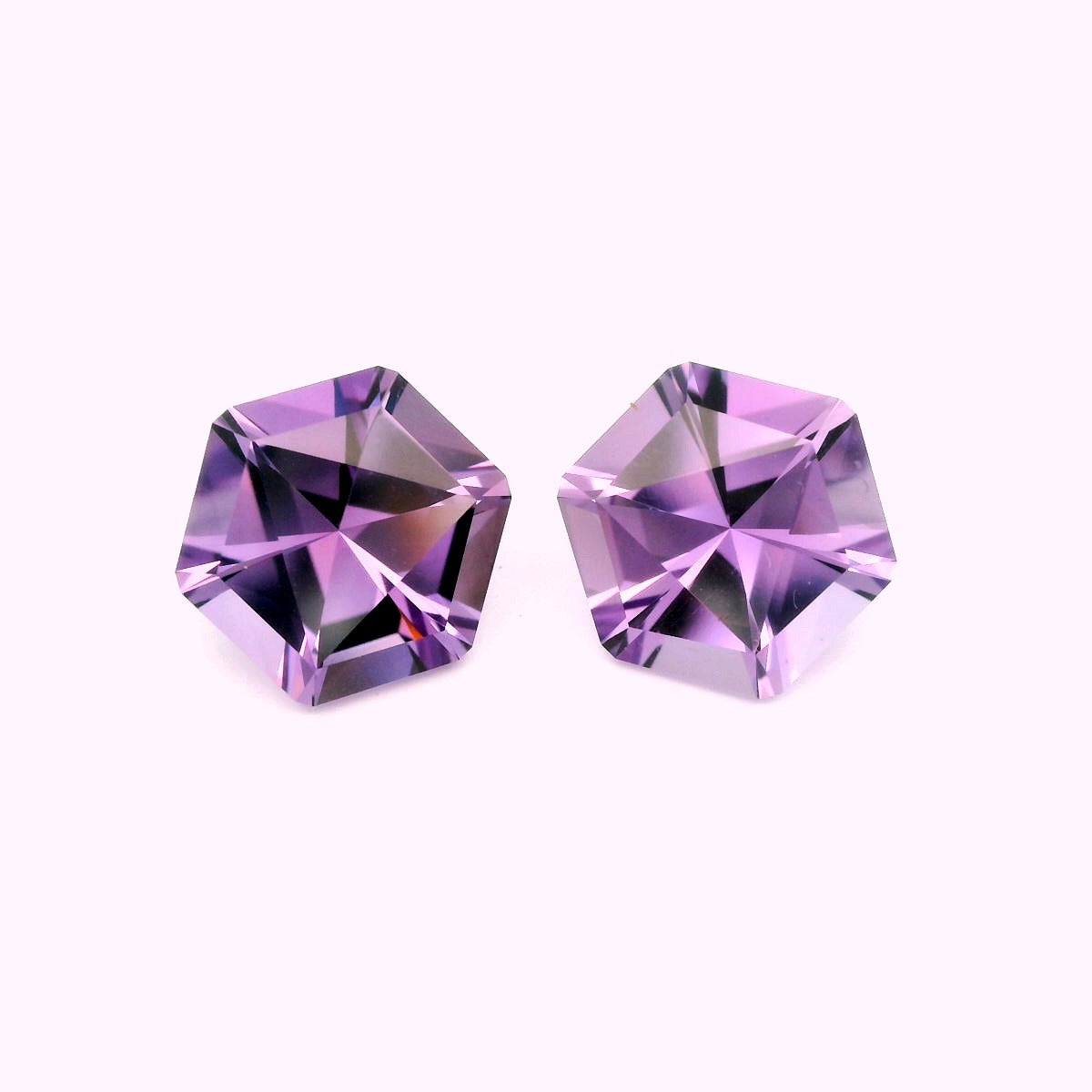 Brazilian Amethyst Hexagon Matched Pair 9.62ct (N) 12.4mm 50pct