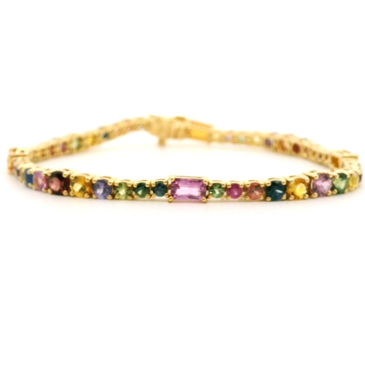 Rainbow Round/Baguette Bracelet 8.96ct 18K Yellow Gold