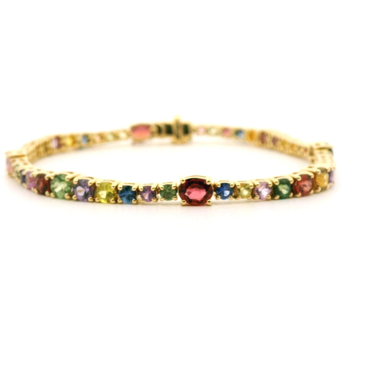 Rainbow Round/Oval Bracelet 8.83ct 18K Yellow Gold