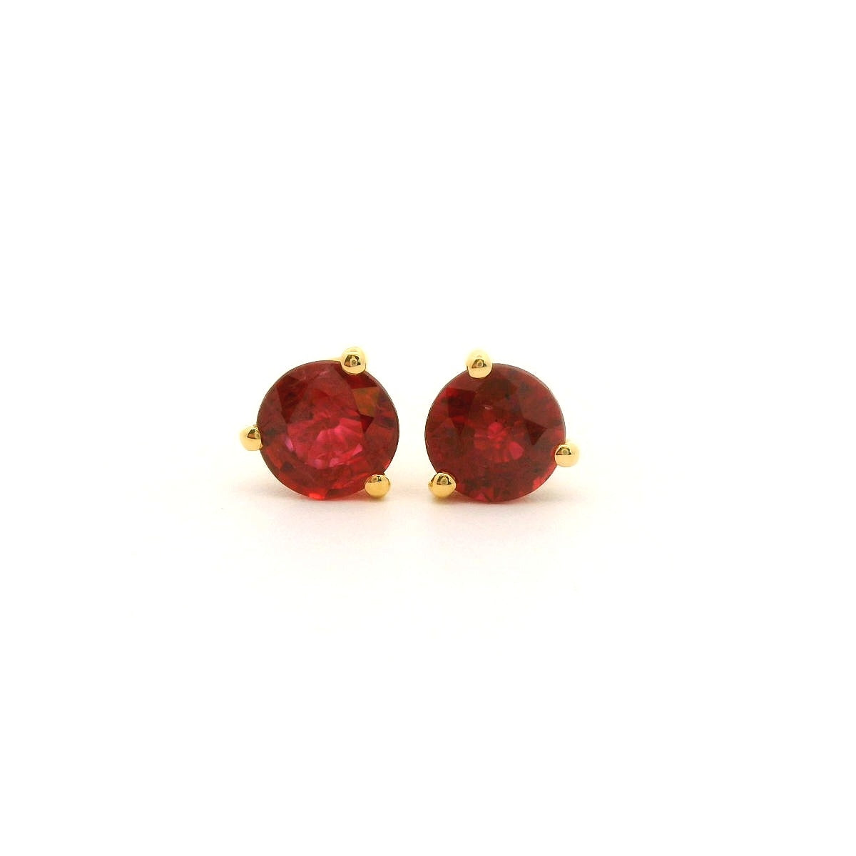 Ruby Round Martini Studs Earring 1.18ct 18K Yellow Gold