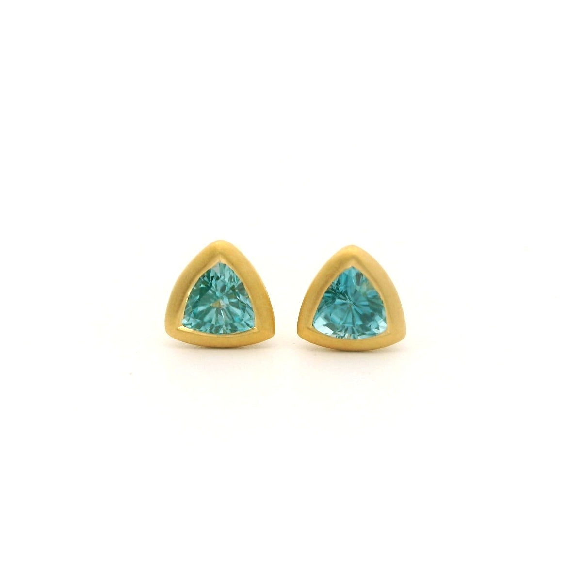 Blue Zircon Trillion Bezel Earring 0.53ct
