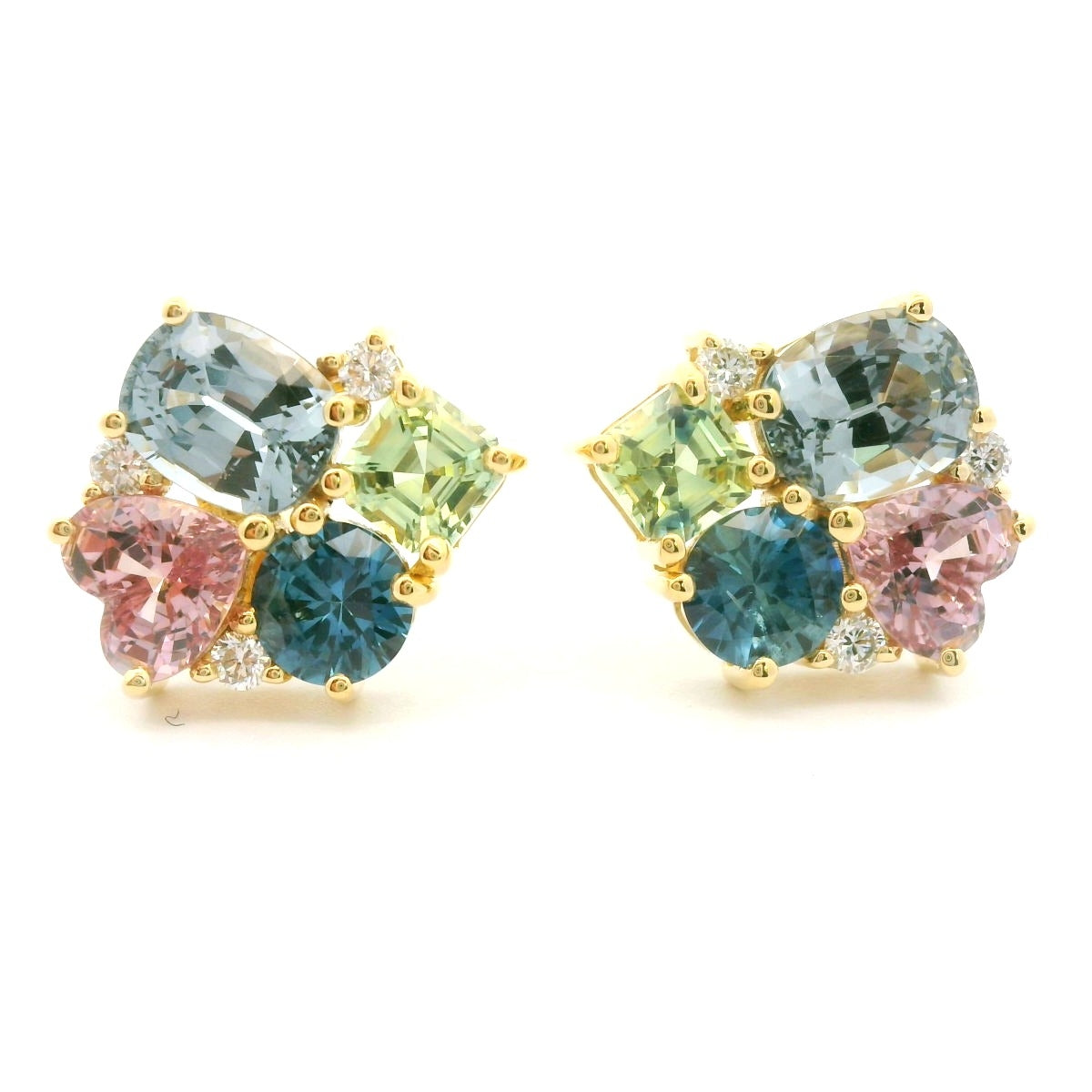 Spinel/Garnet Cluster Earring 0.67/0.26/0.10ct 18K Yellow Gold