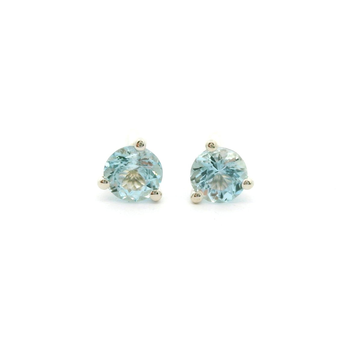 Aquamarine Round Martini Studs Earring 0.45ct 18K White Gold