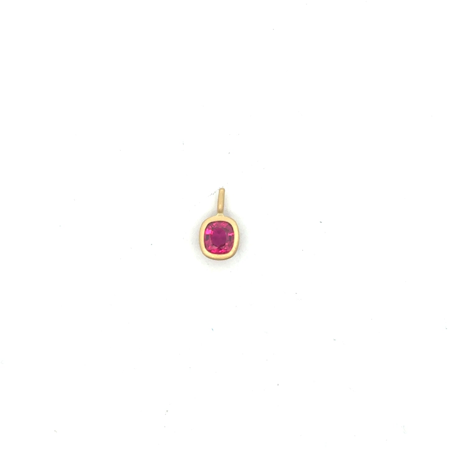 Ruby Cushion Bezel Pendant 0.85ct 18K Yellow Gold