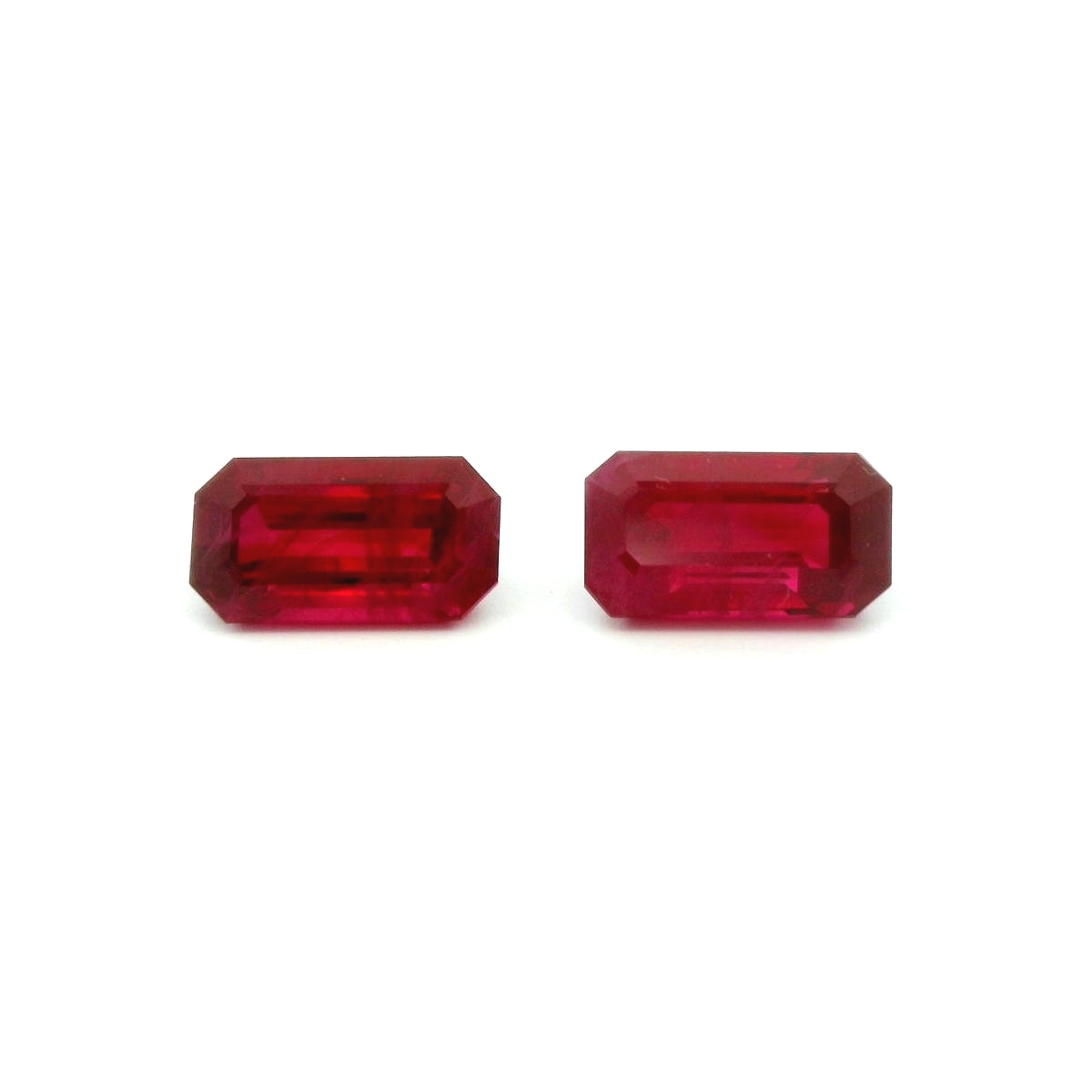 Burmese Ruby Emerald Cut Matched Pair 5.48ct (H) 9.9x5.4mm Certified 3500pct
