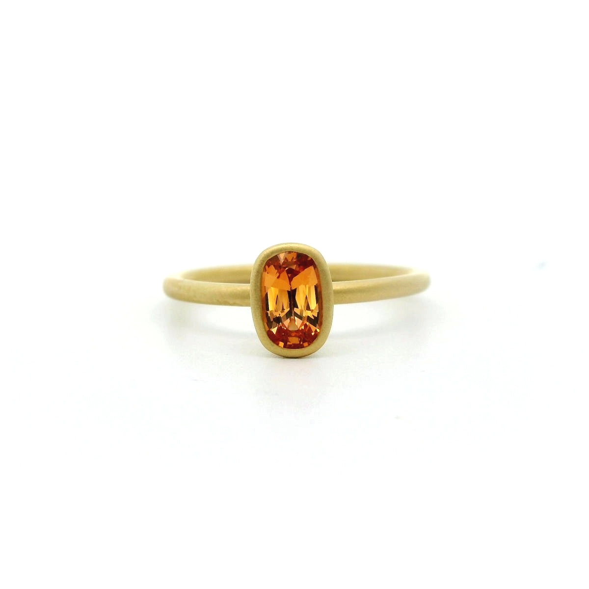 Spessartite Cushion Yumdrop Ring 0.72ct 18K Yellow Gold Size 6.5