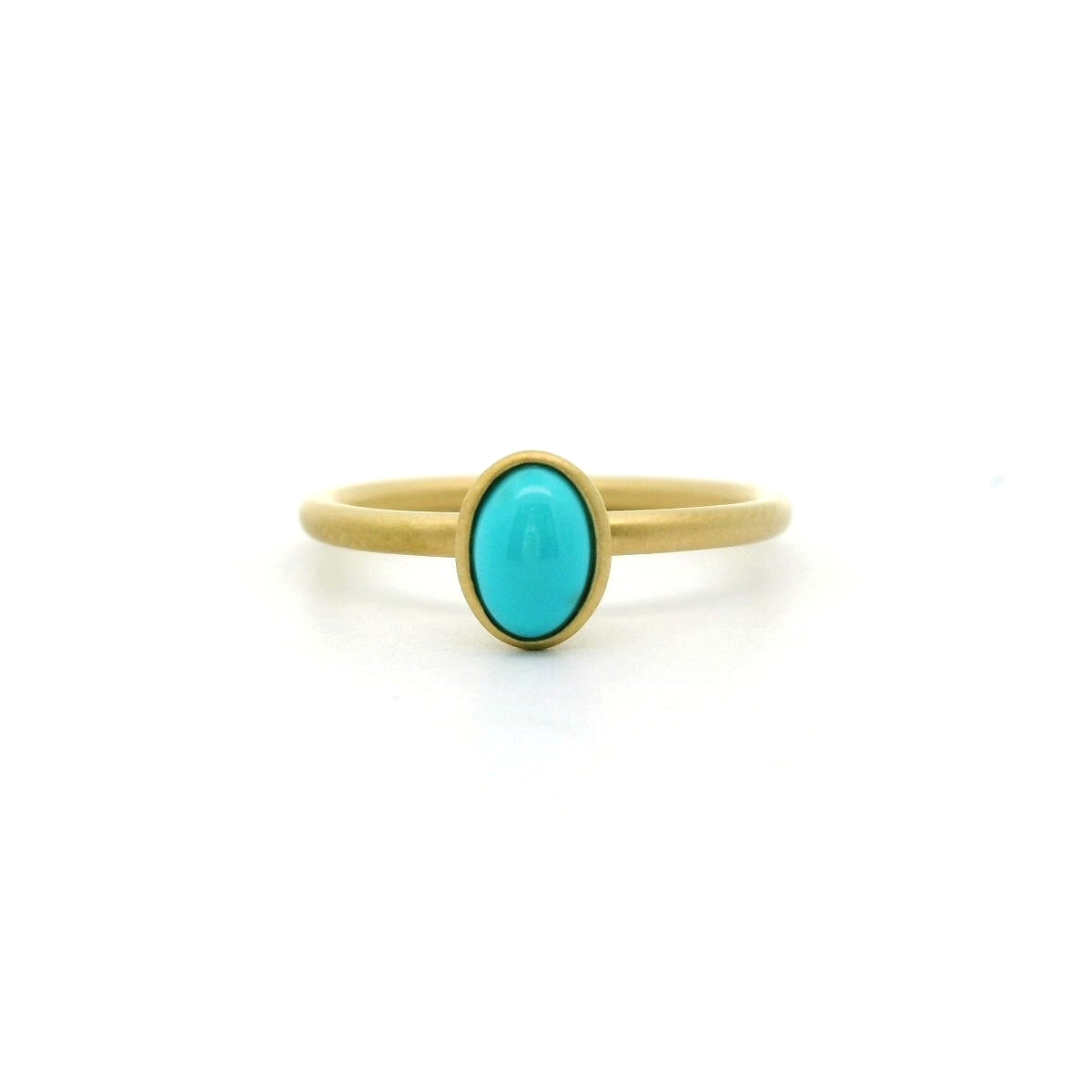 Turquoise Oval Yumdrop Ring 0.48ct 18K Yellow Gold Size 6.5