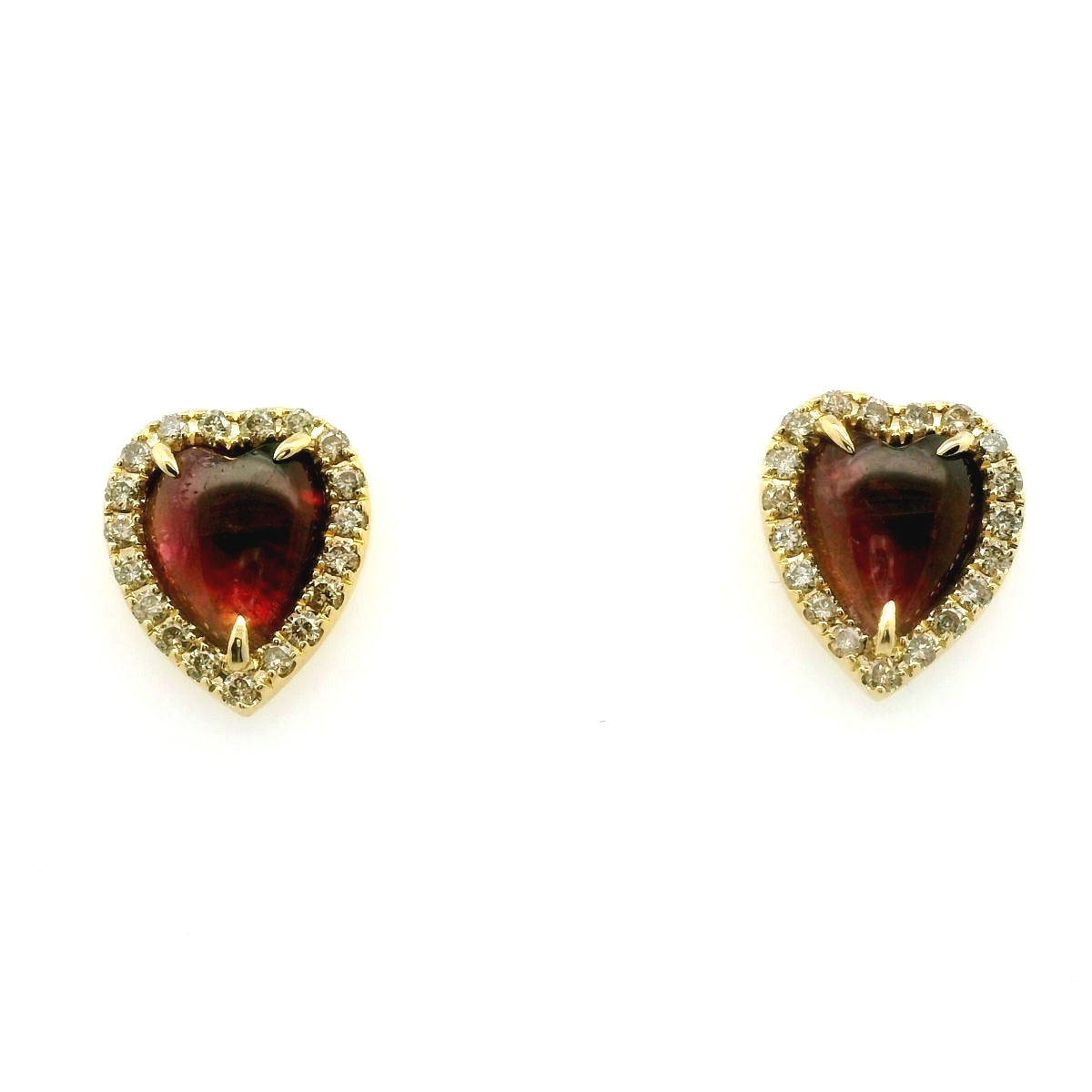 Pink Tourmaline Heart Halo Earring 2.42/0.38ct 18K Yellow Gold