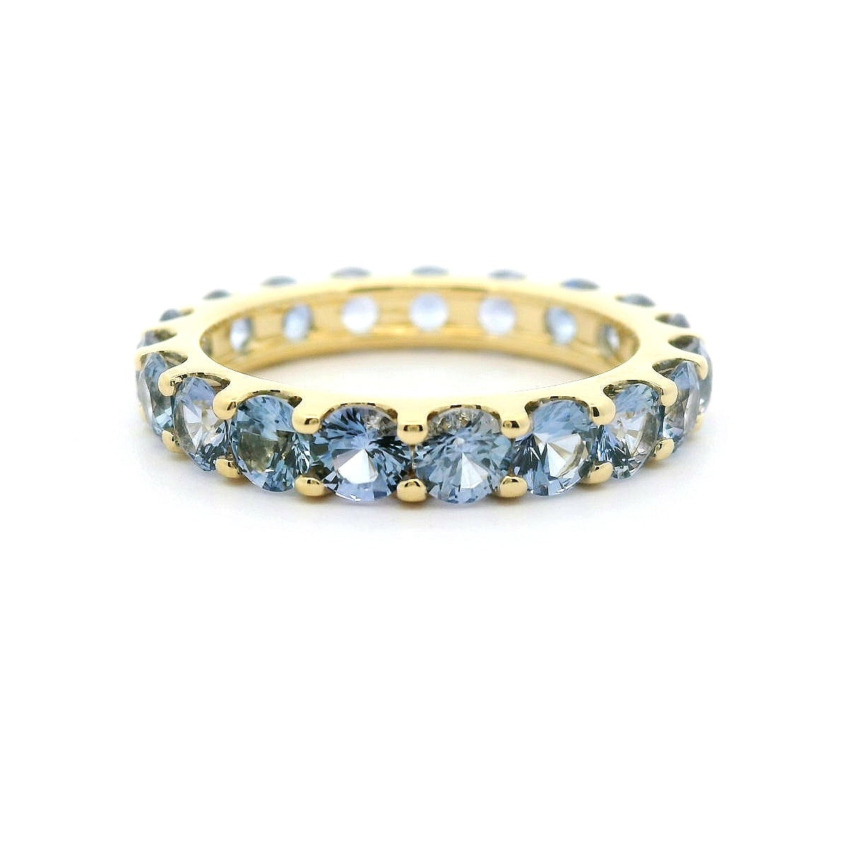 Blue Sapphire Eternity Band Ring ~3.50ct 18K Yellow Gold Size 7