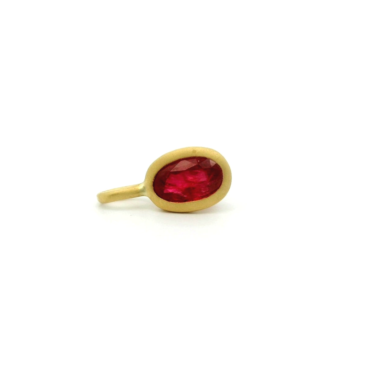Ruby Oval Bezel Pendant 0.59ct 18K Yellow Gold