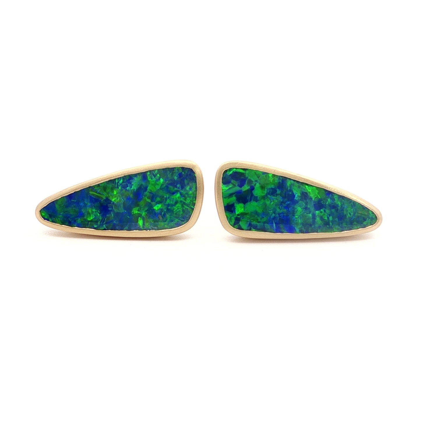 Opal Fancy Cut Bezel Earring 5.06ct 18K Yellow Gold