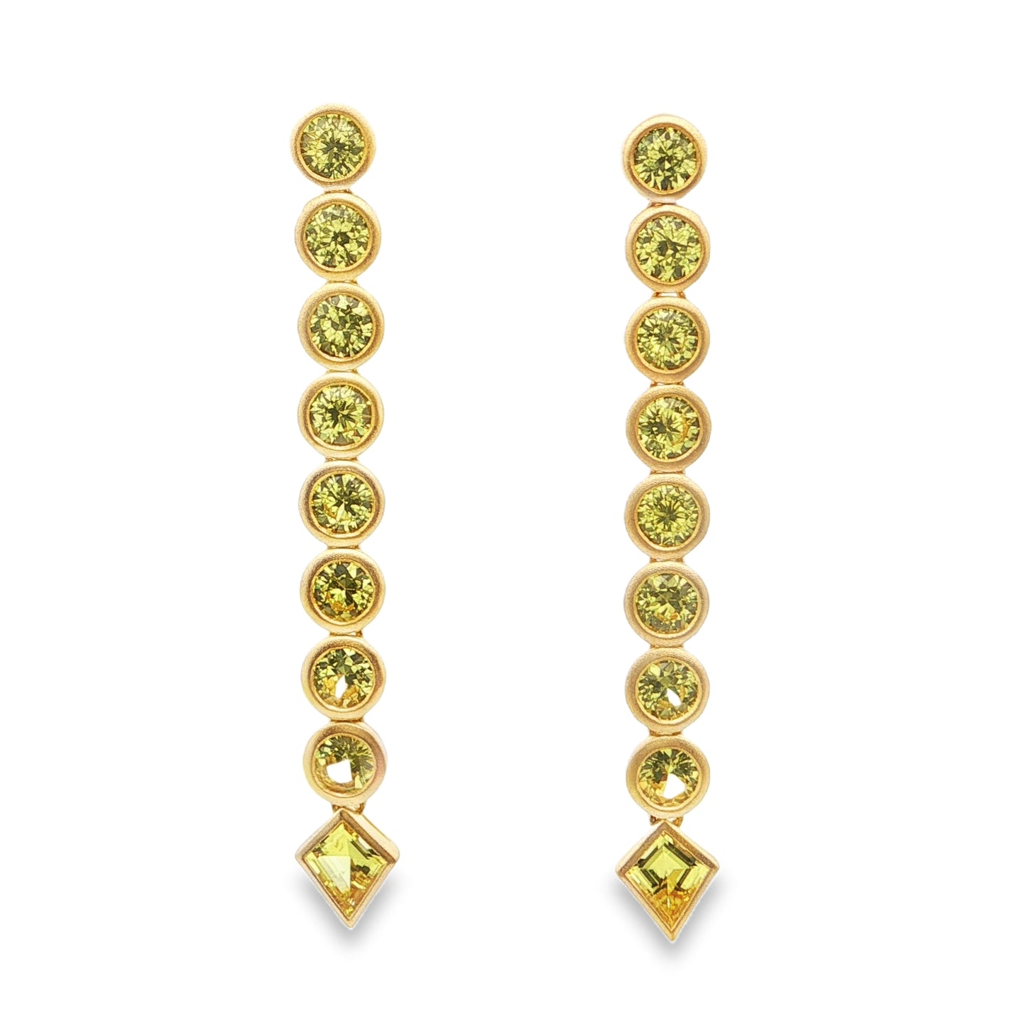 Yellow Sapphire Round/Kite Bezel Earring 3.26ct 18K Yellow Gold
