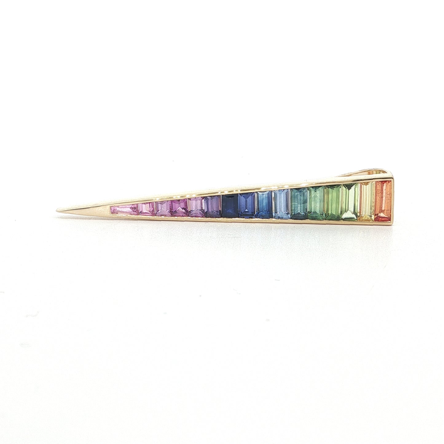 Rainbow Fancy Cut Bezel Pendent ~2.25ct 18K Yellow Gold
