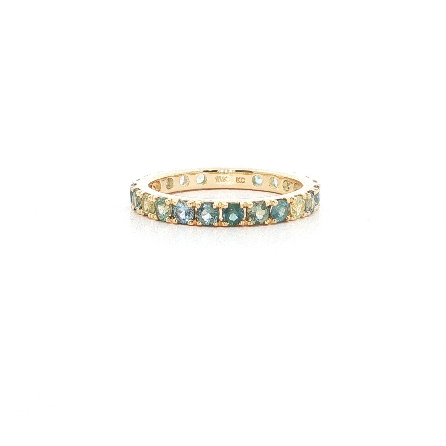 Montana Sapphire 2mm Eternity Band Ring 1.79ct 18K Yellow Gold Size 7