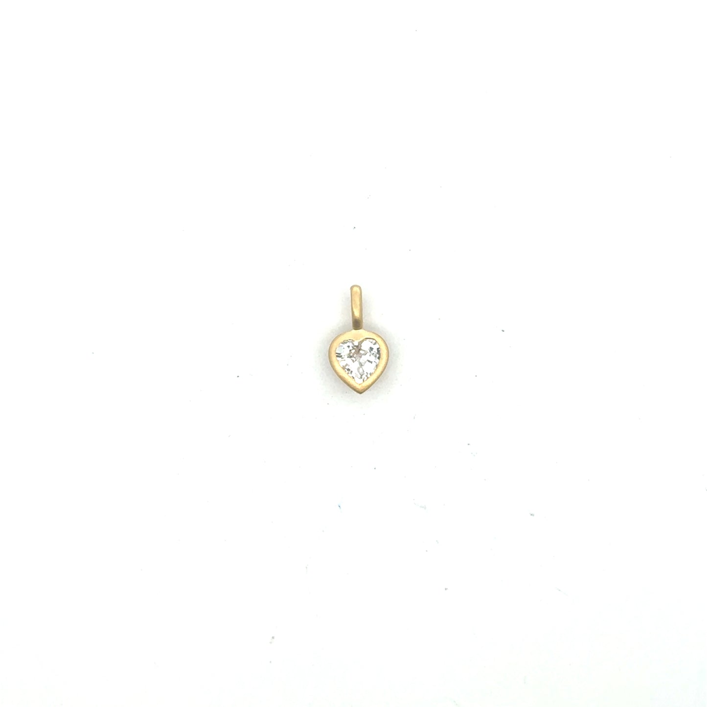 White Sapphire Heart Bezel Pendant 0.52ct 18K Yellow Gold
