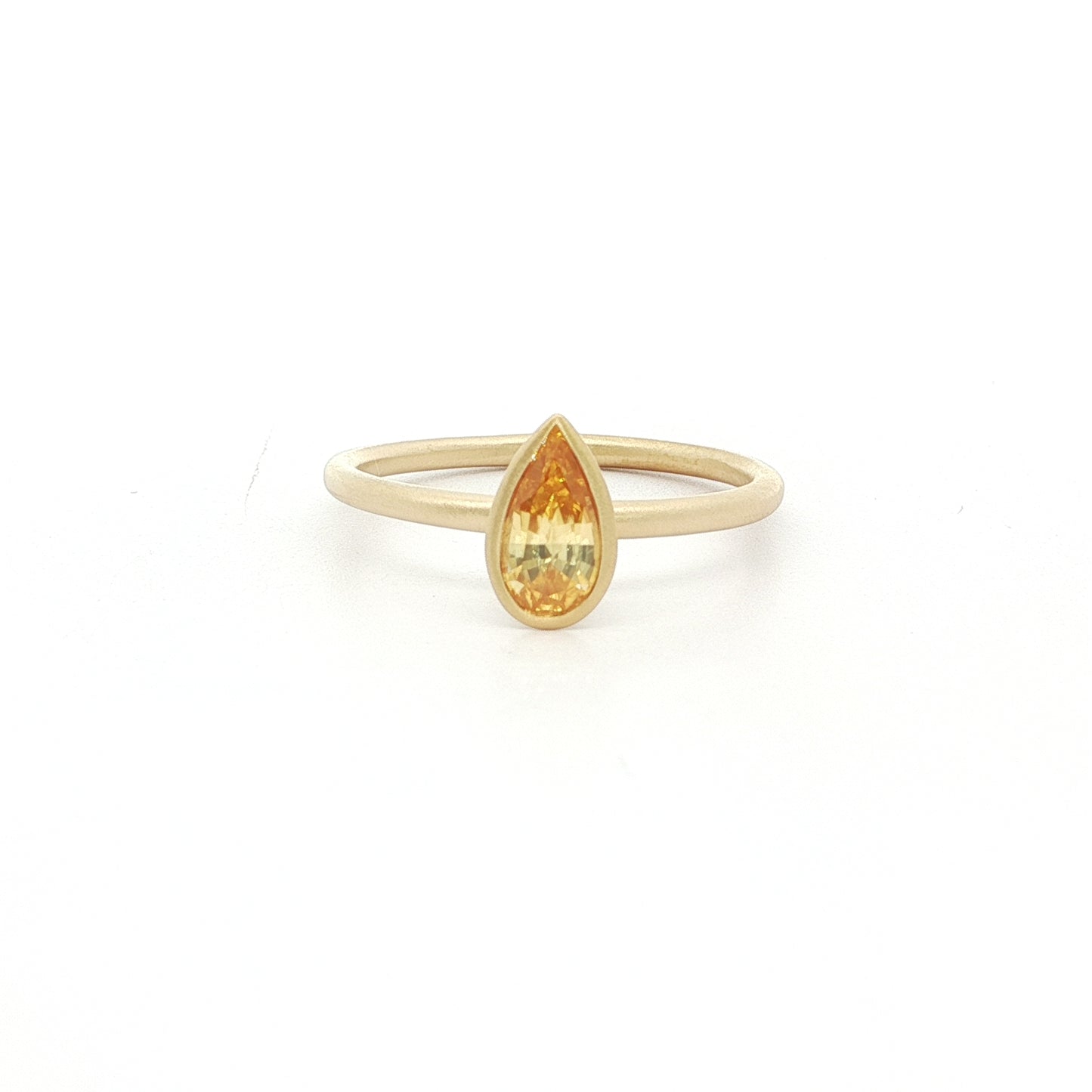 Yellow Sapphire Pear Shape Yumdrop Ring 0.73ct 18K Yellow Gold Size 7