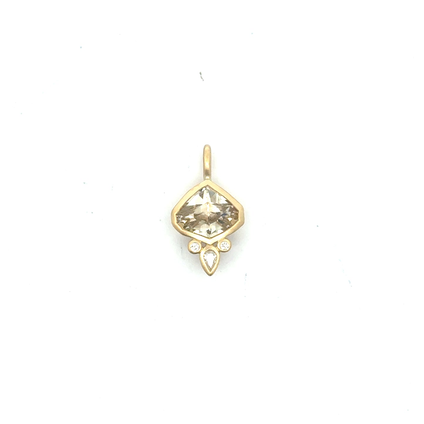 Yellow Sapphire Fancy Cut Bezel with Diamonds Pendant 1.87/0.06ct 18K Yellow Gold