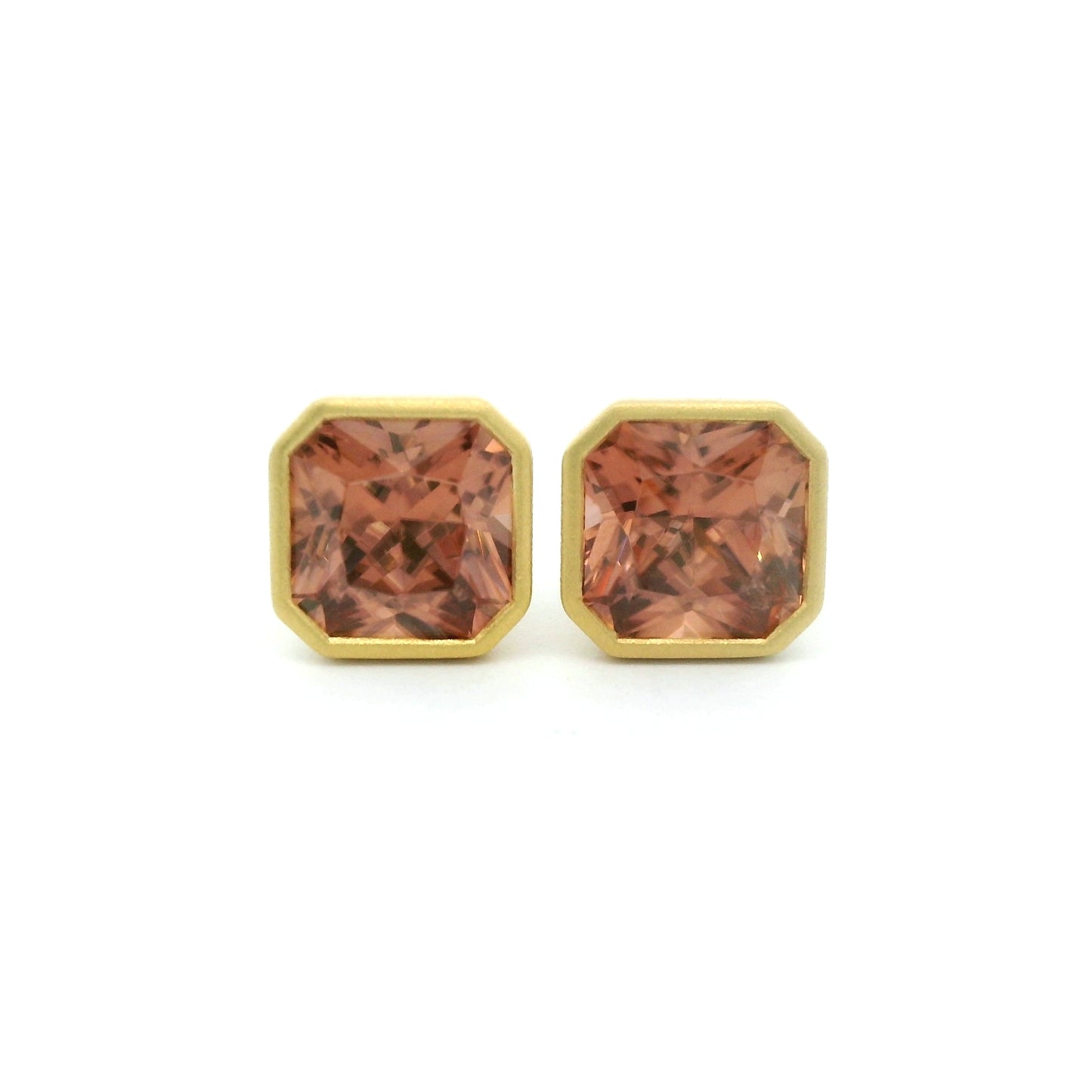 Zircon Asscher Bezel Earring 3.14ct 18K Yellow Gold