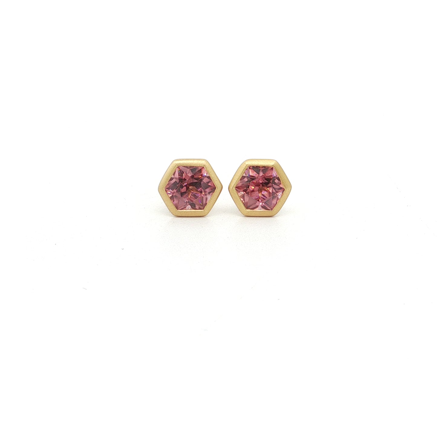 Zircon Hexagon Bezel Earring 1.78ct 18K Yellow Gold
