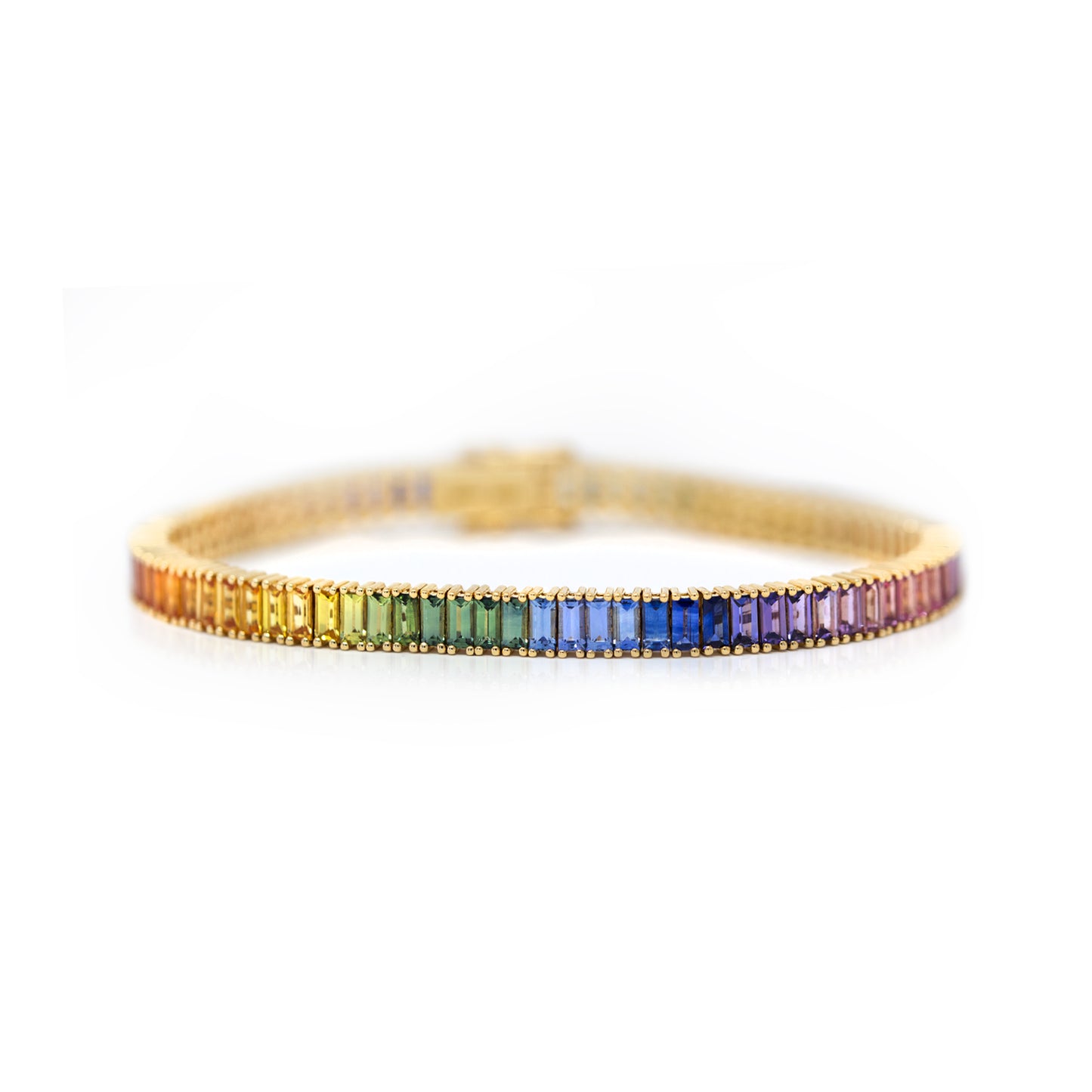 Rainbow Baguette N2S Bracelet 11.00ct 18K Yellow Gold