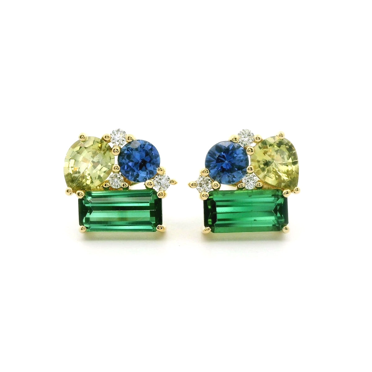 GT/YSA/BS CLSTR ER 1.02/.60/.44/.07CT 18KY KC9890