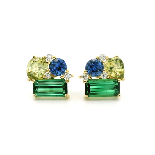 GT/YSA/BS CLSTR ER 1.02/.60/.44/.07CT 18KY KC9890