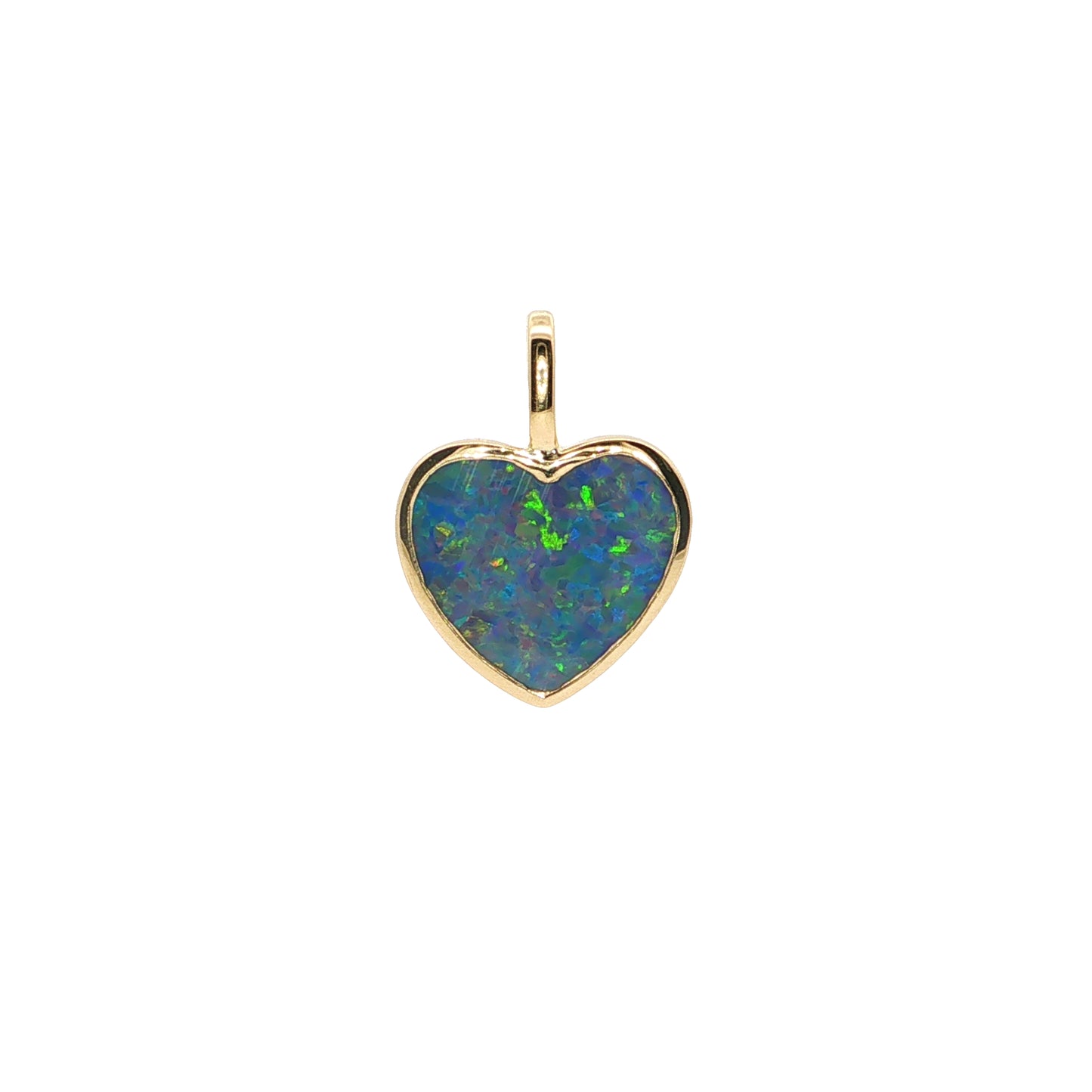 Opal Doublet Heart Bezel Pendant 1.75ct 18K Yellow Gold