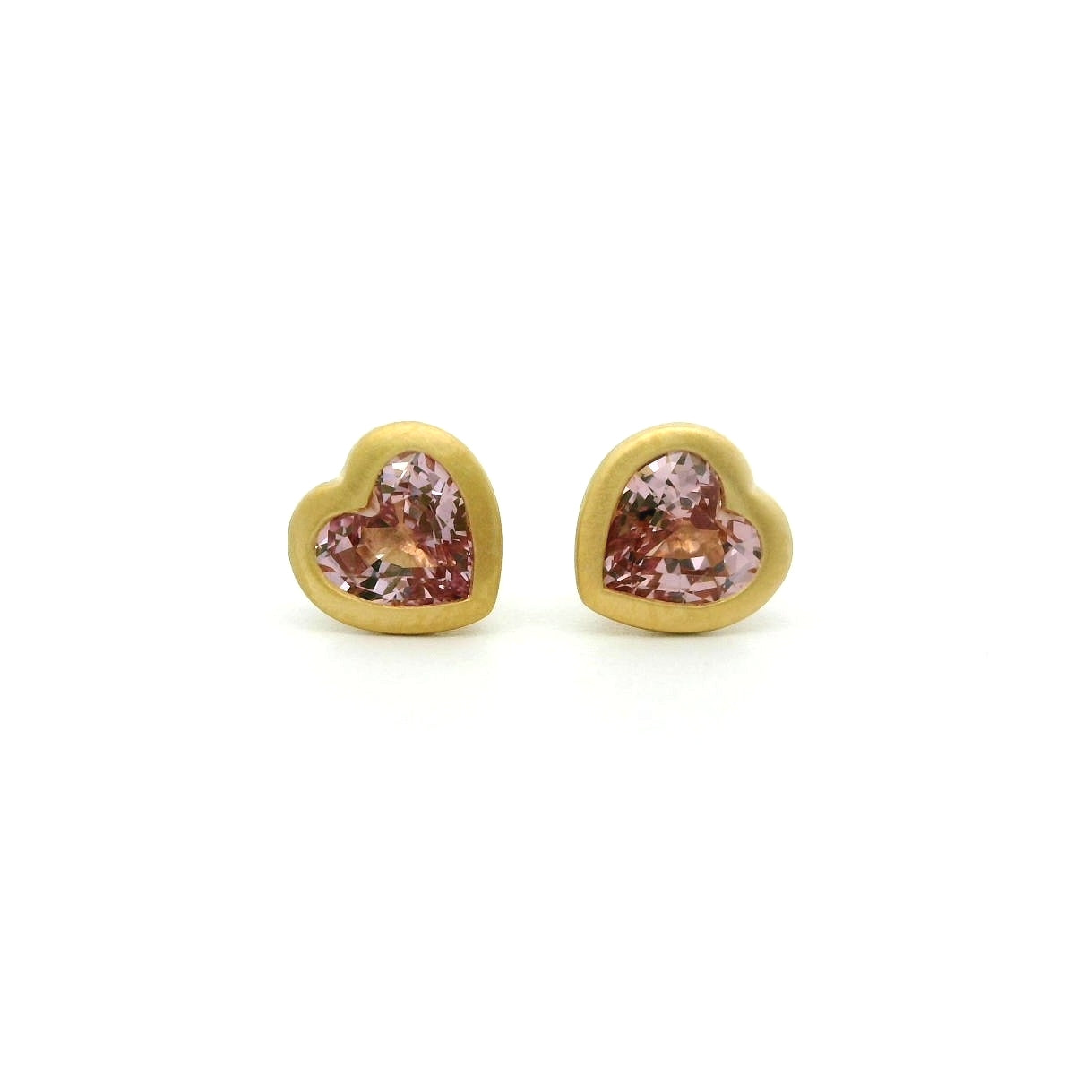 Spinel Heart Bezel Earring 0.89ct 18K Yellow Gold