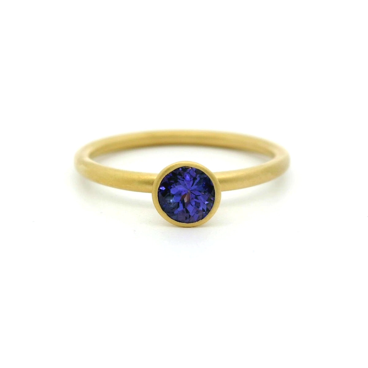 Tanzanite Round Yumdrop Ring 0.44ct 18K Yellow Gold Size 6.5 (2)