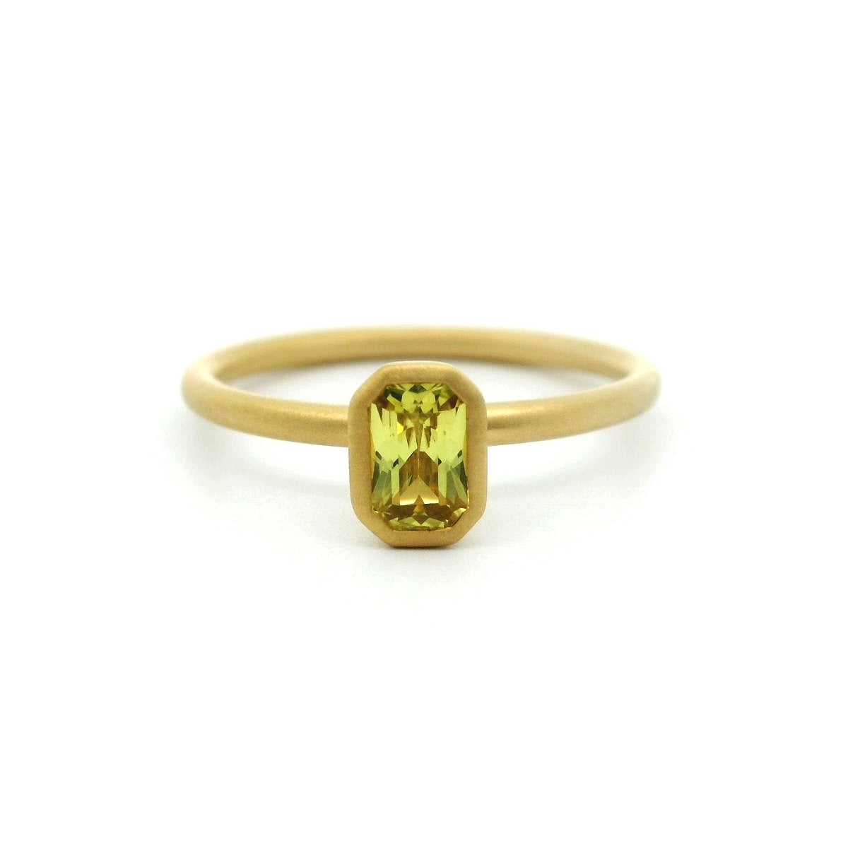 Yellow Sapphire Emerald Cut Yumdrop Ring 0.49ct 18K Yellow Gold Size 6.5