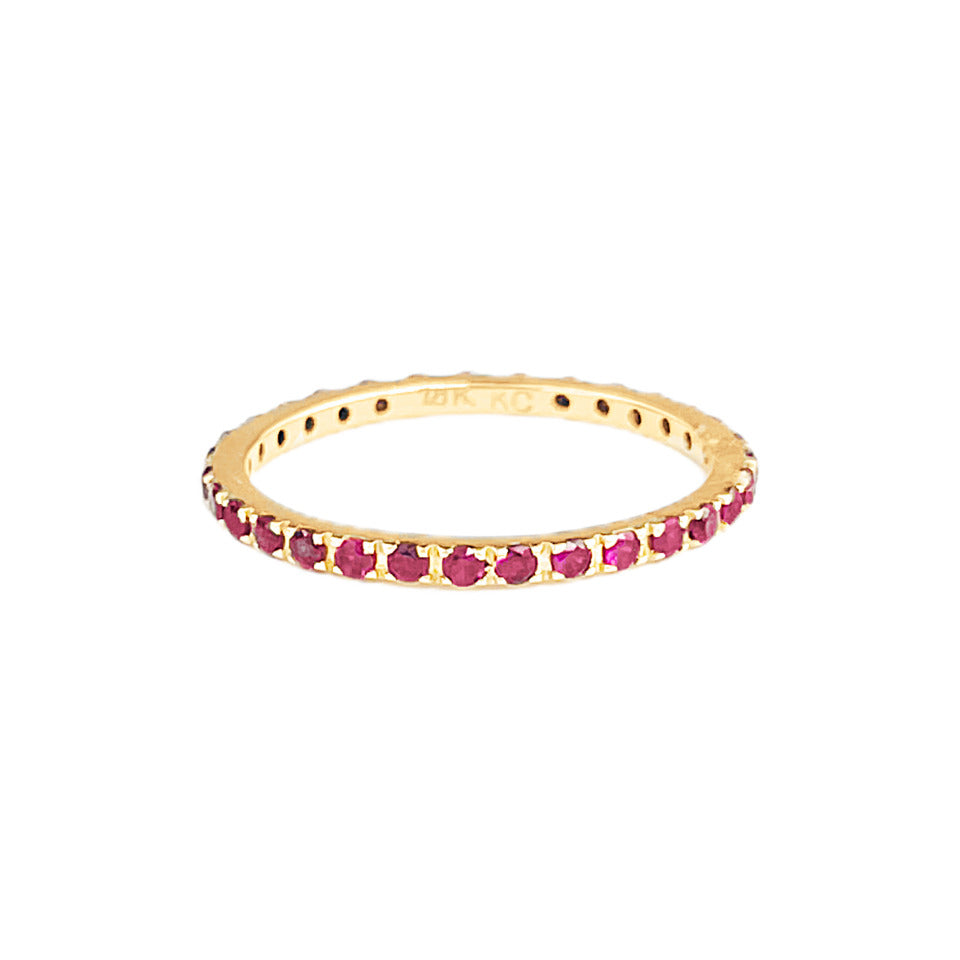 Ruby Eternity Band Ring ~0.40ct 18K Yellow Gold Size 7