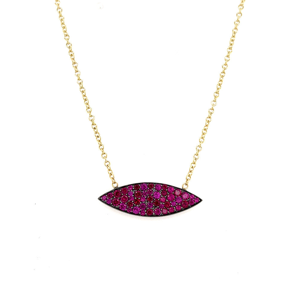 RUBY PAVE NK .93CT 18KY/BR