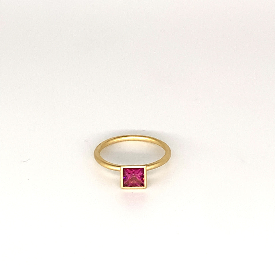 RHOD SQ 18KY .80CT SZ6.5