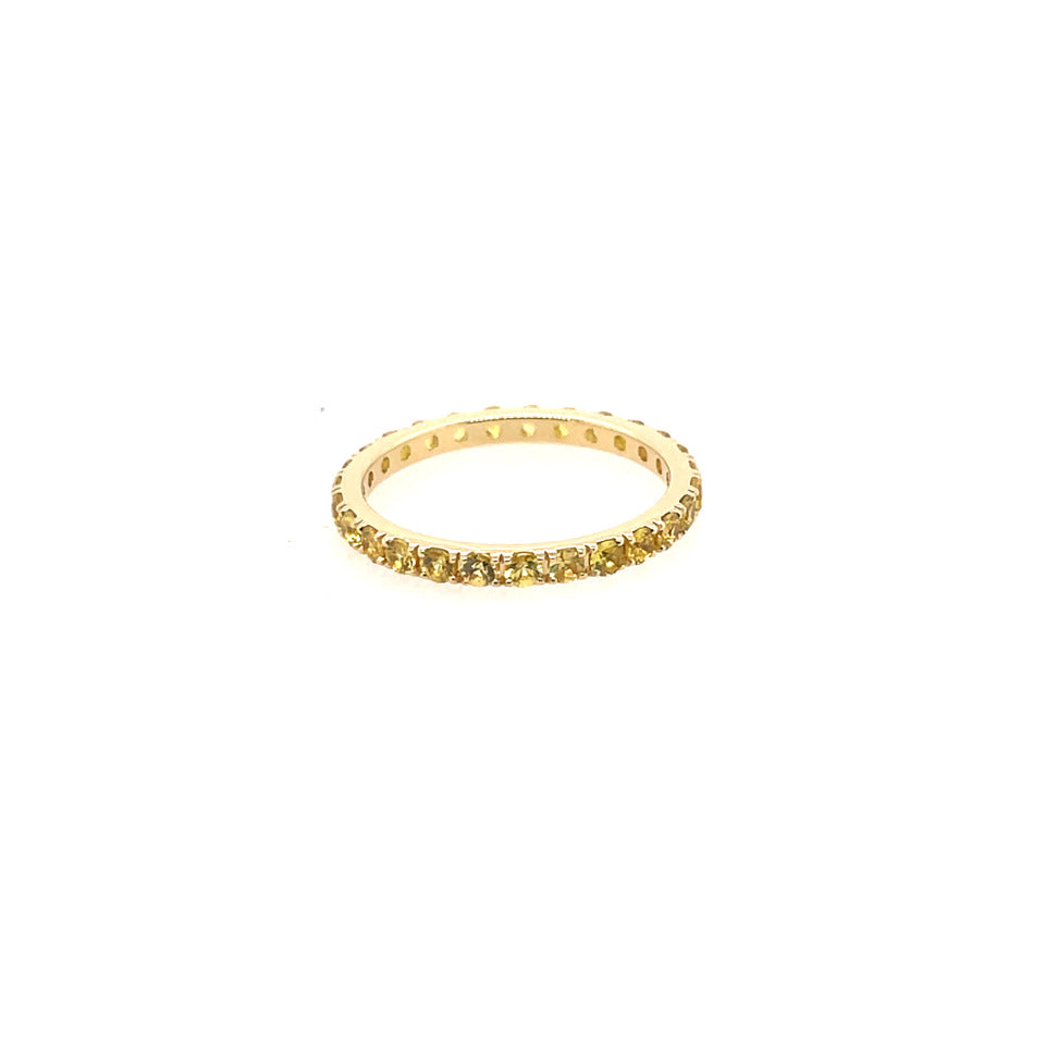 Yellow Sapphire B 2mm Eternity Band Ring ~1.10ct 18K Yellow Gold Size 6