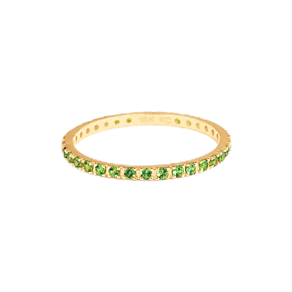 Tsavorite Garnet Eternity Band Ring ~0.40ct 18K Yellow Gold Size 7