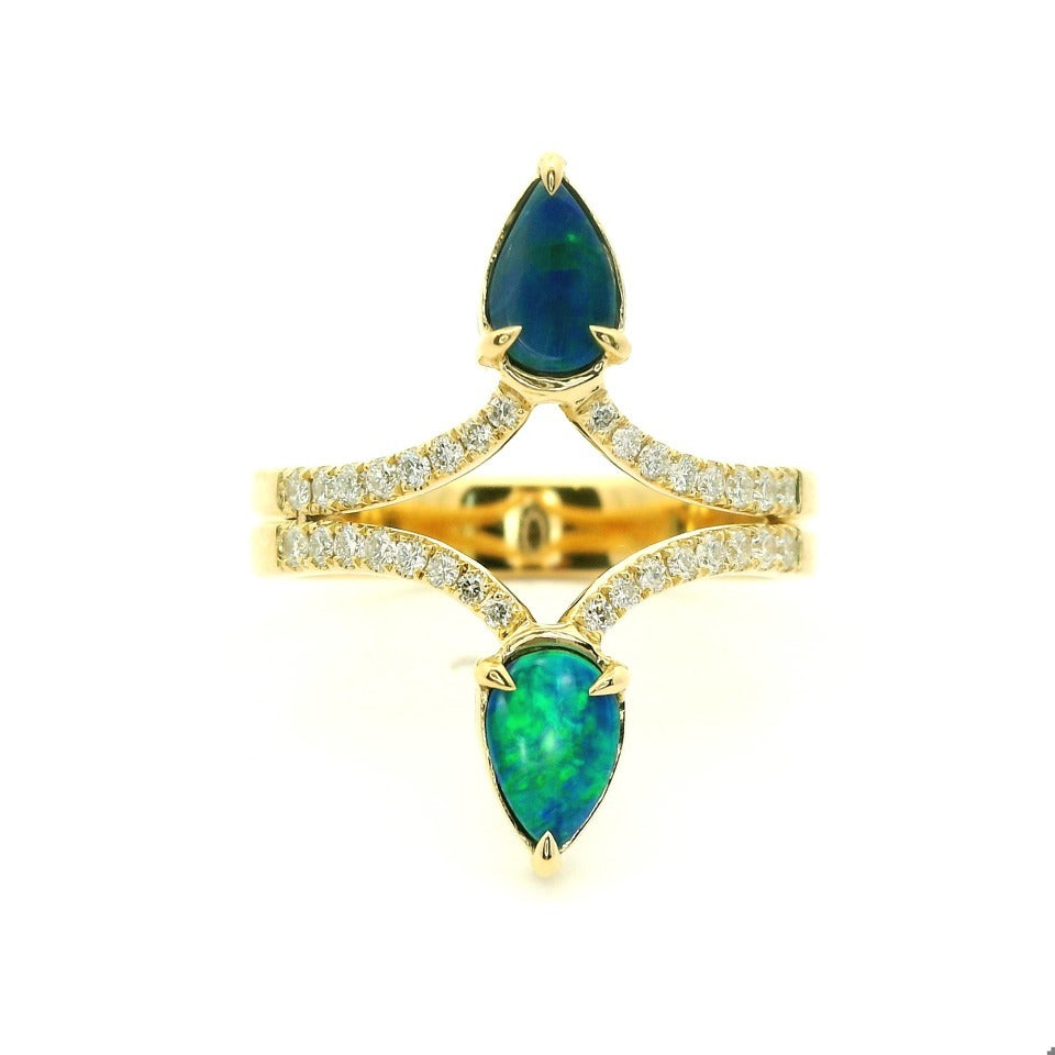 OPAL PS 2ST 0.54/.24CT 18KY SZ6.5