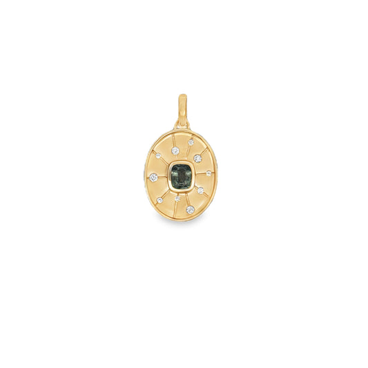 Alexandrite Cushion Medallion Pendant 0.40/0.14ct 18K Yellow Gold