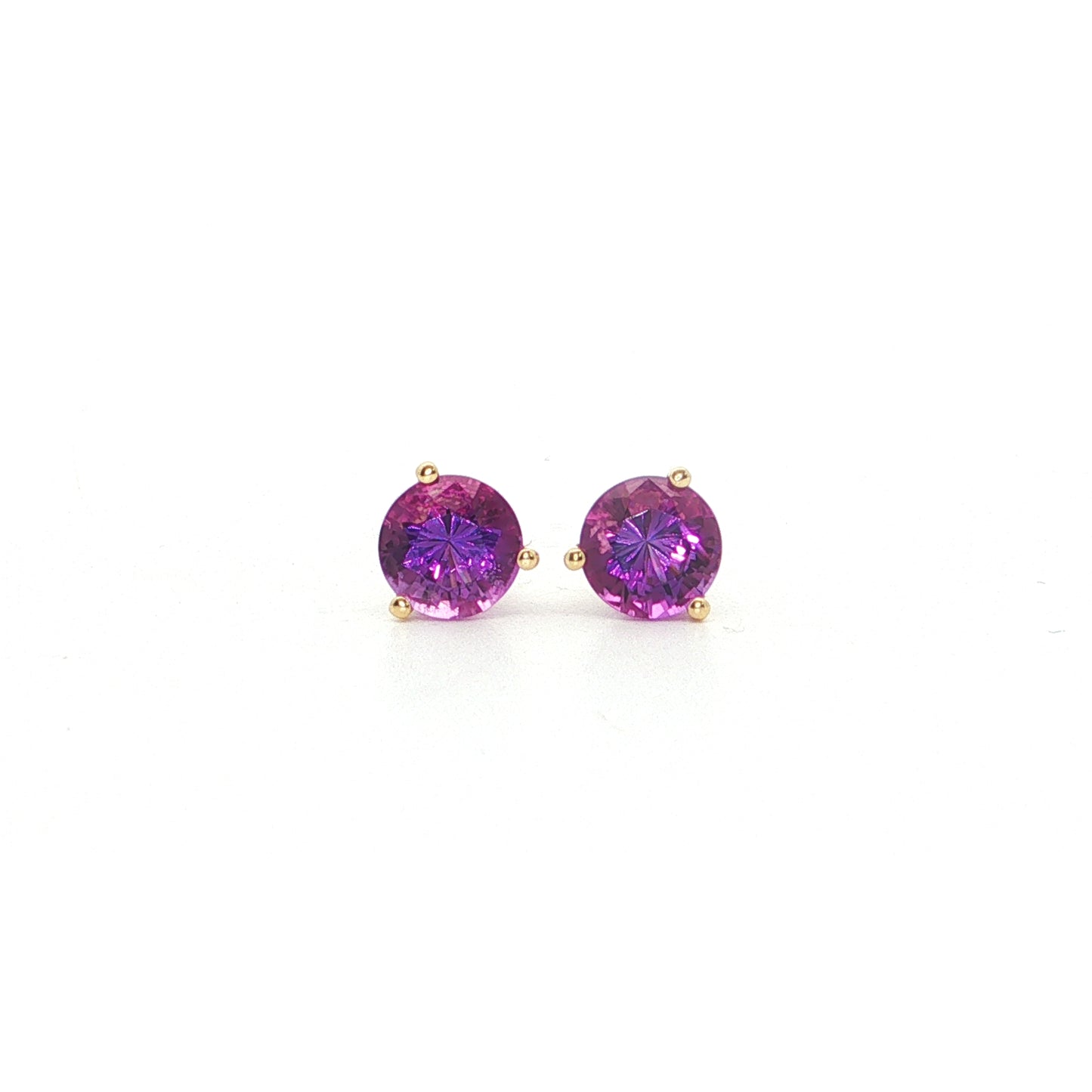 Amethyst Round Martini Studs Earring 1.05ct 18K Yellow Gold