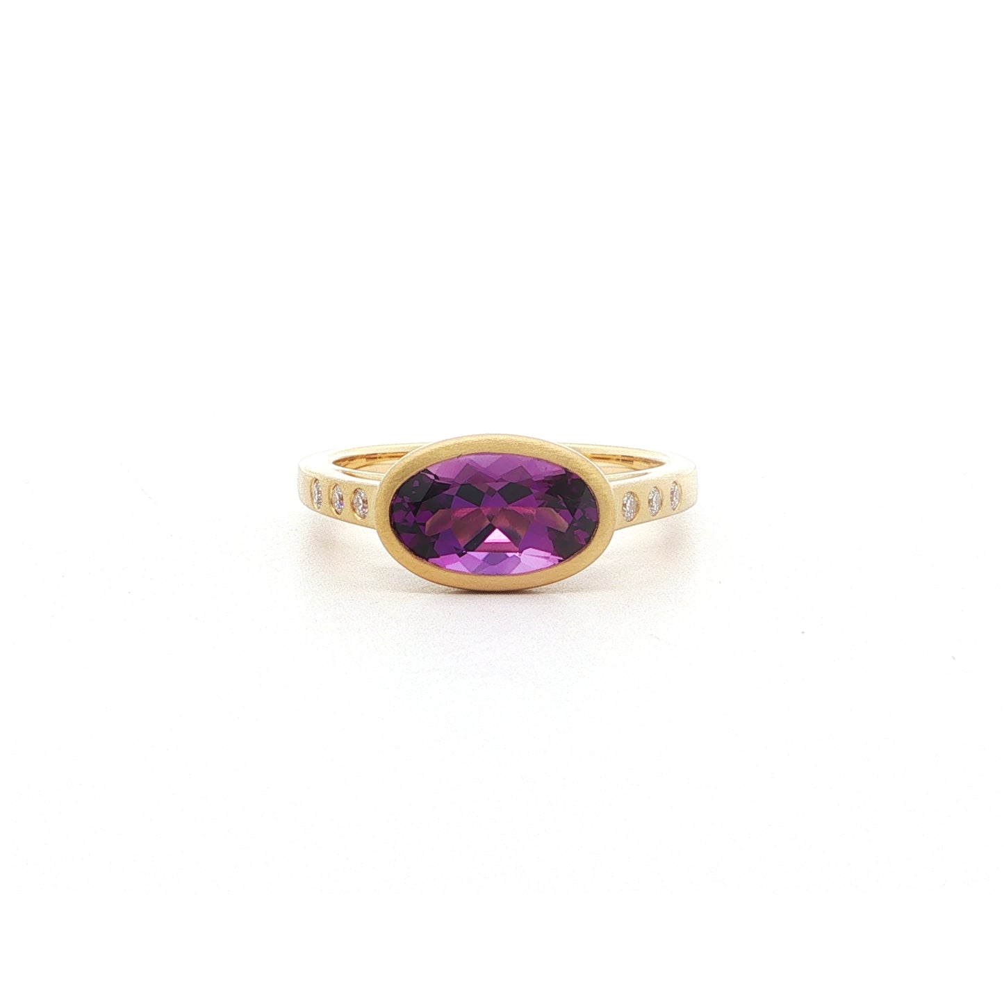 Amethyst Oval Skinny Stack Ring 1.47/0.09ct 18K Yellow Gold Size 7
